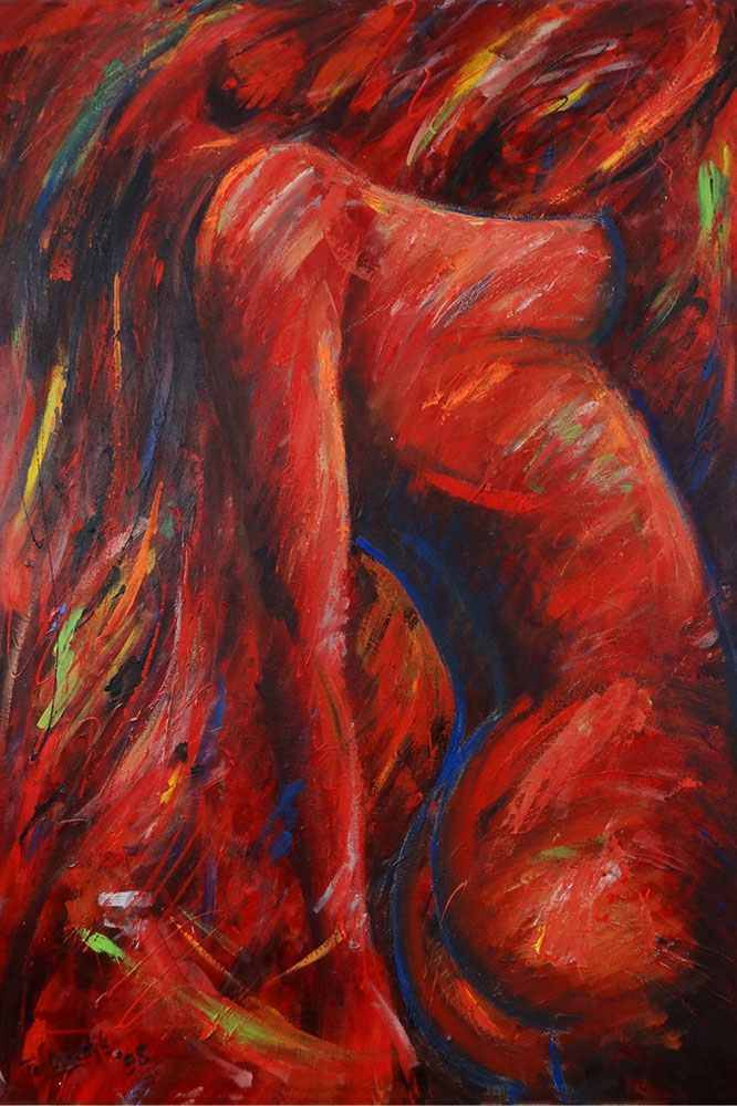 Rode vrouw - "Photoprint - 30 x 45 cm"